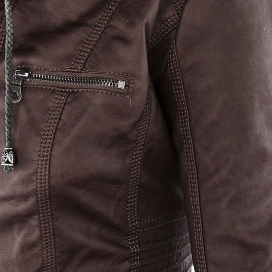Lisa | Weatherproof Women's Leather Jacket with Hood